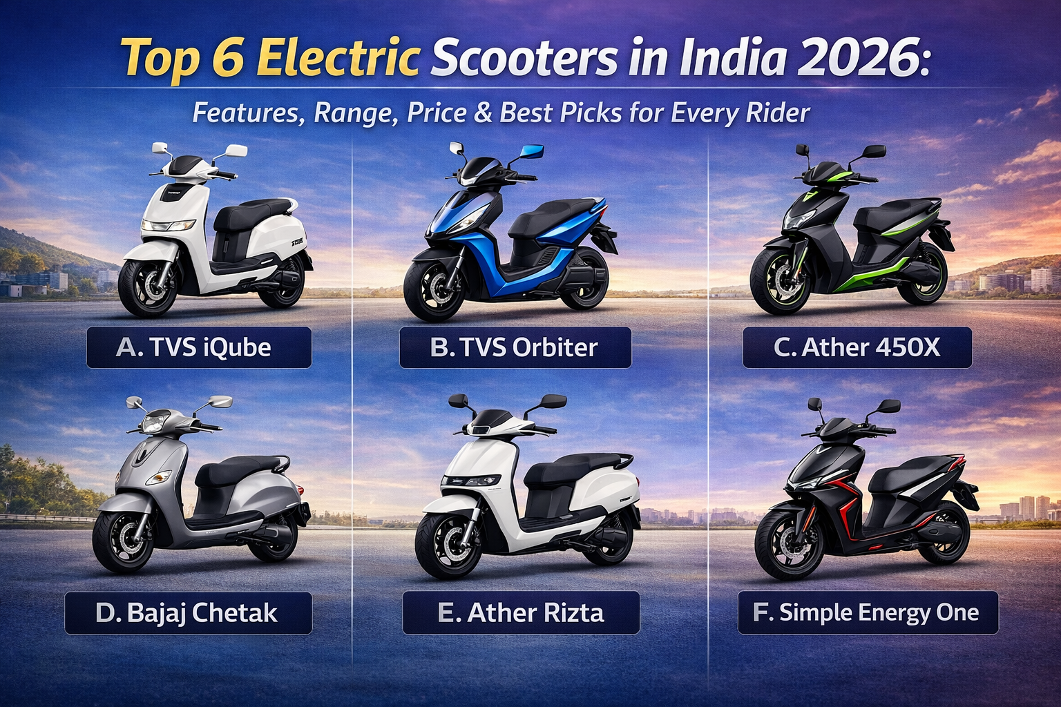 Top 6 Electric Scooters in India 2026: Features, Range, Price & Best Picks for Every Rider